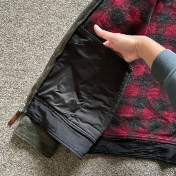 Woolrich Wool Blanket Lined Long Sleeve Full Zip Barn Over Coat Green Mens Large - Picture 10 of 16